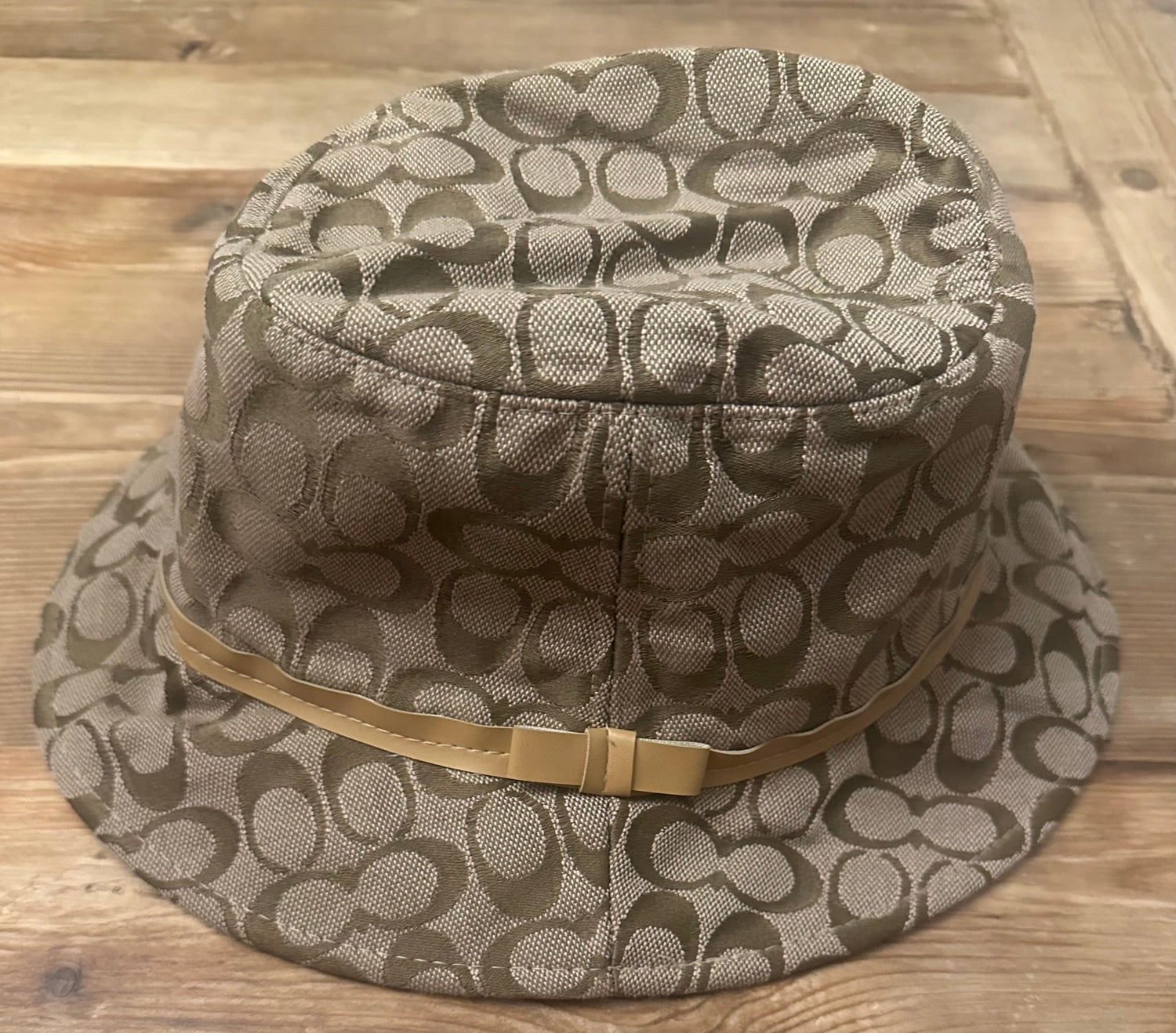 Coach Signature C Jacquard Bucket Hat, Khaki, Size M/L