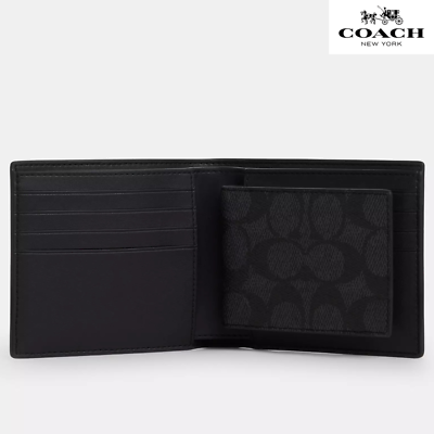 Coach 3-в-1 Портмоне Signature з шкіри, Black